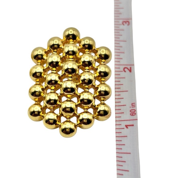 Vintage Gold Tone Cluster Ball Stud Earrings - Picture 3 of 4
